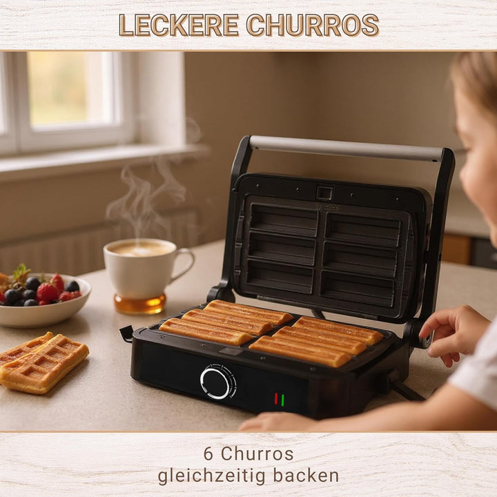 Syntrox SM-1000W-Toledo Churros Maker elektrisch – Churros Bäcker für zuhause – Antihaft Churrosplat