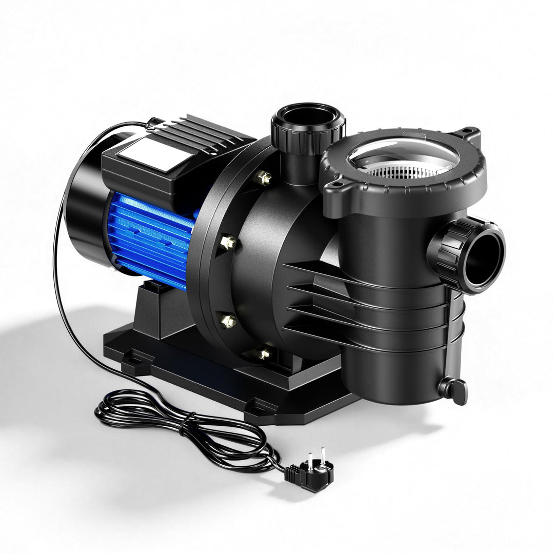 Wiltec Poolpumpe 13200 l/h 370 W für 50-80m³ Pools, Schwimmbadpumpe mit 9 m Förderhöhe, Umwälzpumpe