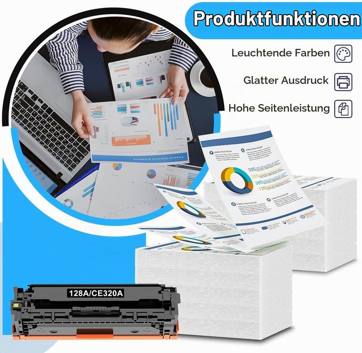 128A CE320A Toner Kompatibel für HP 128A Schwarz CE320A Laserjet Pro CM1415FN Color MFP CP1525N CP15