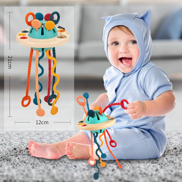 Baby Montessori Spielzeug 12–18 Monate, Sensorisches Spielzeug Silikon Zugschnur Aktivitätsspielzeug