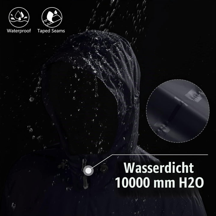 33,000ft Regenjacke Herren Wasserdicht Outdoorjacke Leichte Freizeitjacke Packbare Windjacke Fahrrad