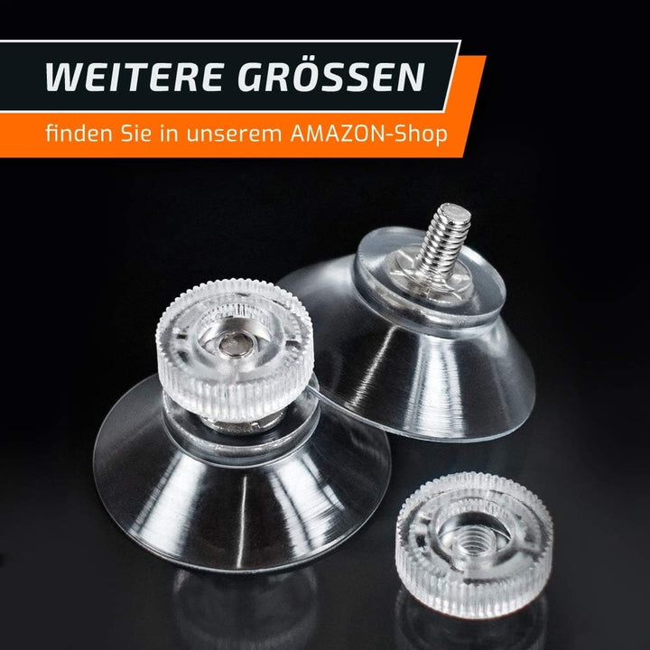 schildEVO Saugnäpfe Ø 50 mm | M4 Gewinde – Länge 6 mm | V2A Edelstahl | Rändelmutter | DHL-Versand |