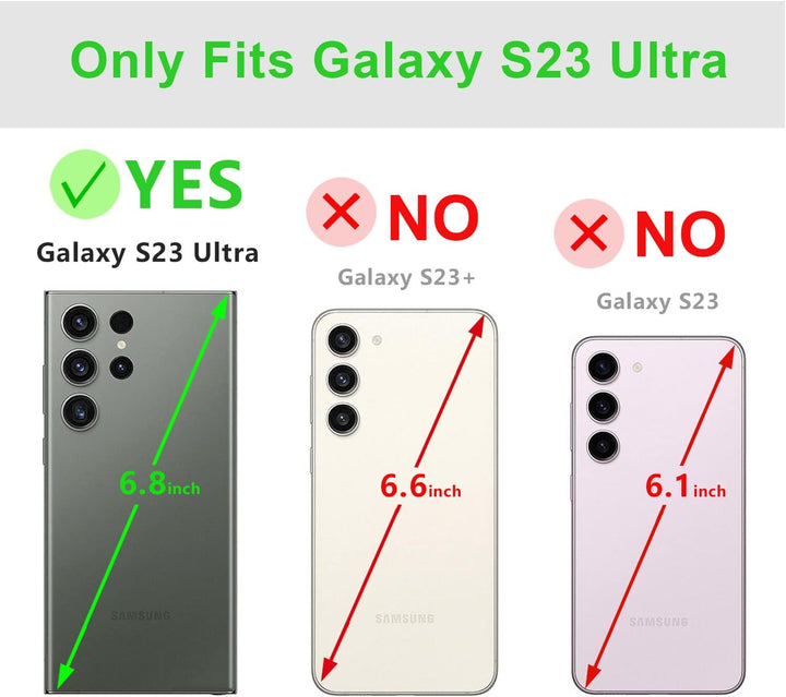 LENSUN Echtleder Hülle für Samsung Galaxy S23 Ultra, Handyhülle [Echtes Leder] [Magnetverschluss] [R