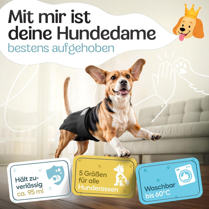 HUND IST KÖNIG® Hundewindeln für Hündinnen [3 STK] Saugstarke Läufigkeitshose für Hündinnen 3-Fach j