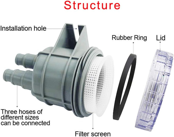 KIMISS Seewasserfilter, ABS 4,3 Zoll Einlass-Seewassersiebfilter Motor Protect Cleaner Cooling für 1