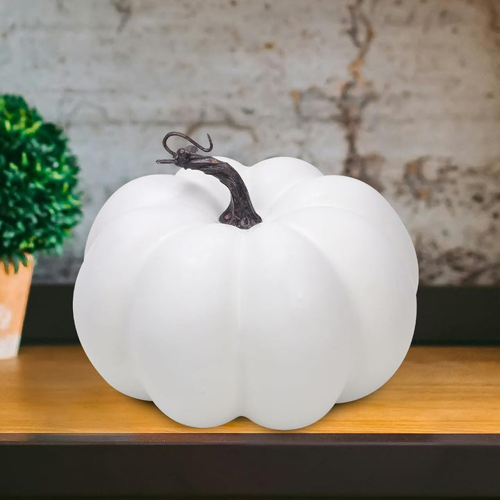 Quancru 20cm Weisse Künstliche Kürbis Simuliert Herbst Dekor Realistisch DIY Erntedankfest Halloween