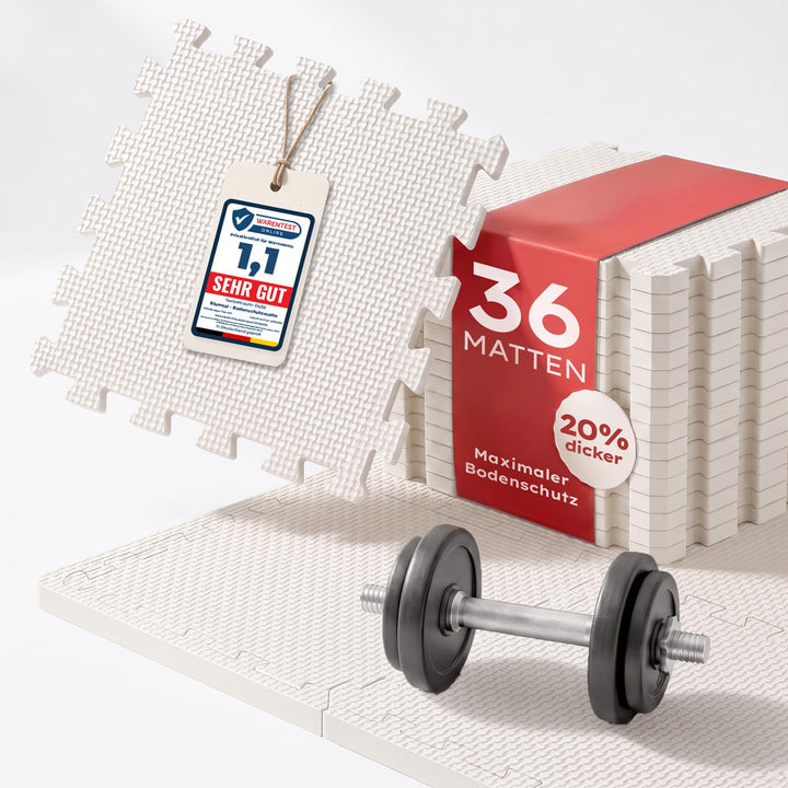 Blumtal Bodenschutzmatte Fitness Set Creme 36er Set, Creme 36er Set