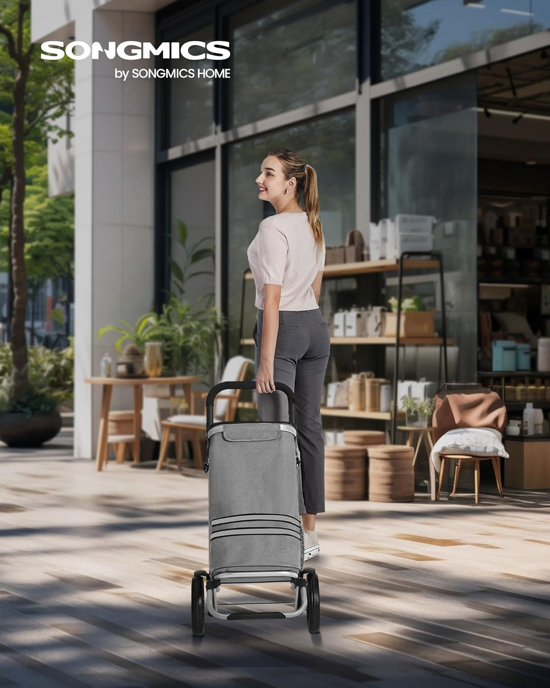 SONGMICS Einkaufstrolley, klappbar, Stabiler Einkaufswagen, mit Kühlfach, grosse Kapazität 35 L, mul