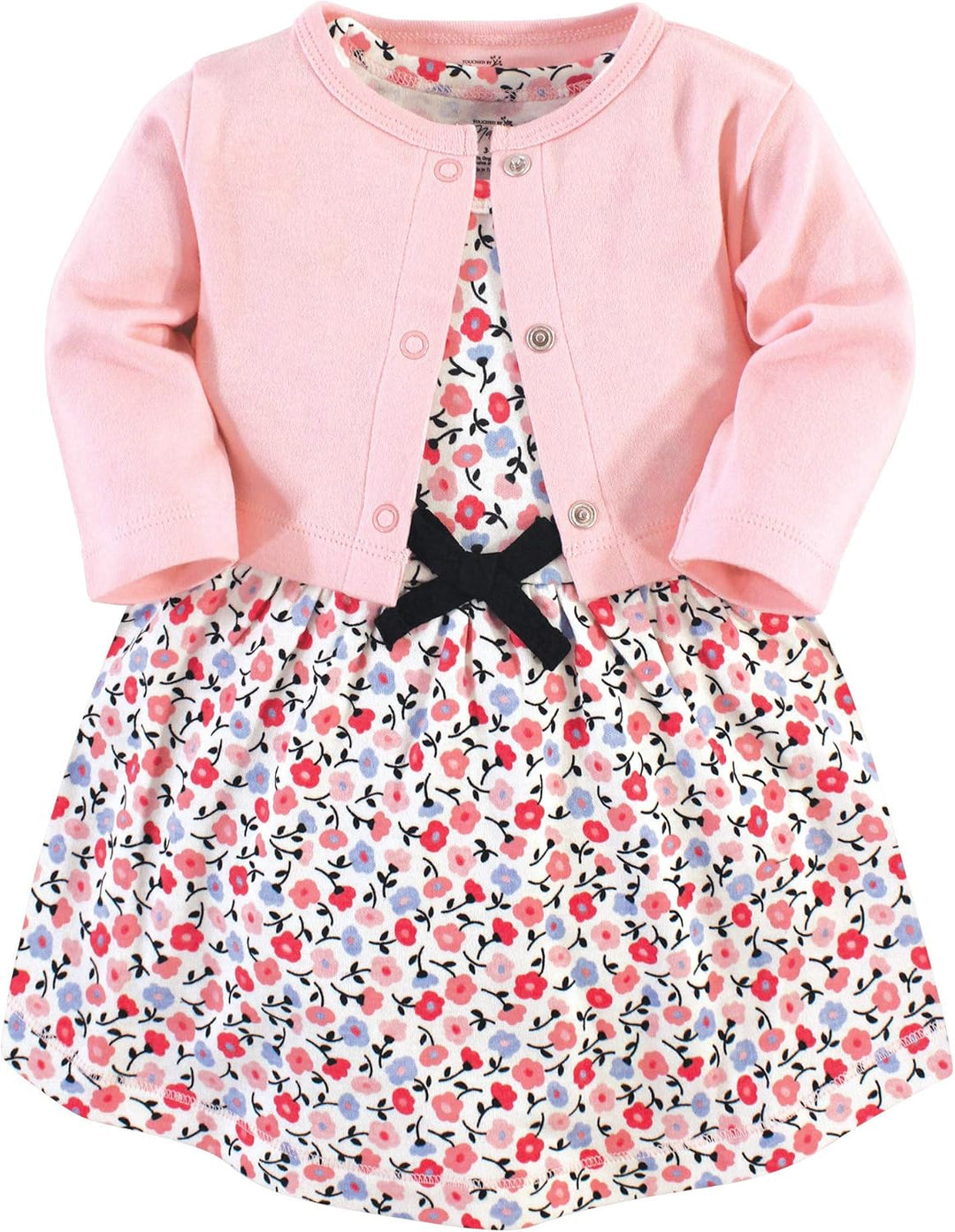 Touched by Nature Mädchen Kleid und Strickjacke aus Bio-Baumwolle Lässiges Kleid 12-18 Monate Ditsy