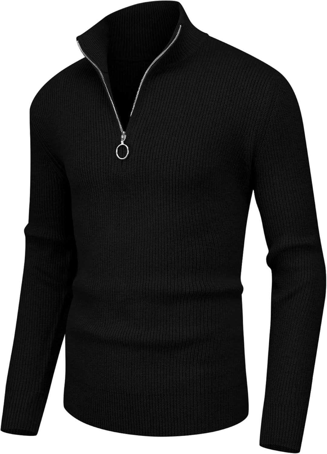 Hisir Pullover Herren Strickpullover 1/4 Zip Pulli Männer, Bequem Weich Warmer Winter Pullover für M