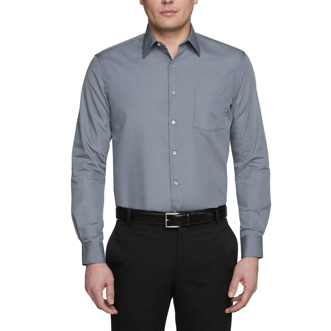Van Heusen Herren Popeline, Normale Passform, Fester Spitzkragen Klassisches Hemd 42 cm Hals 81 cm-