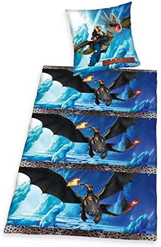 Herding Bettwäsche Dragons, Kopfkissenbezug 80 x 80 cm mit Bettbezug 135 x 200 cm,
