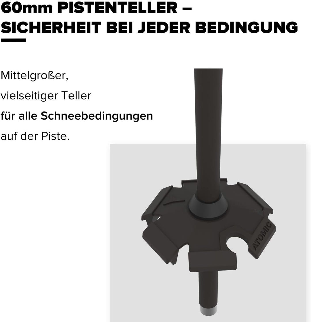 Atomic AMT Skistöcke - Hochwertiger 3* Aluminium Skistock - Ergonomischer Griff am Stock - Verstellb