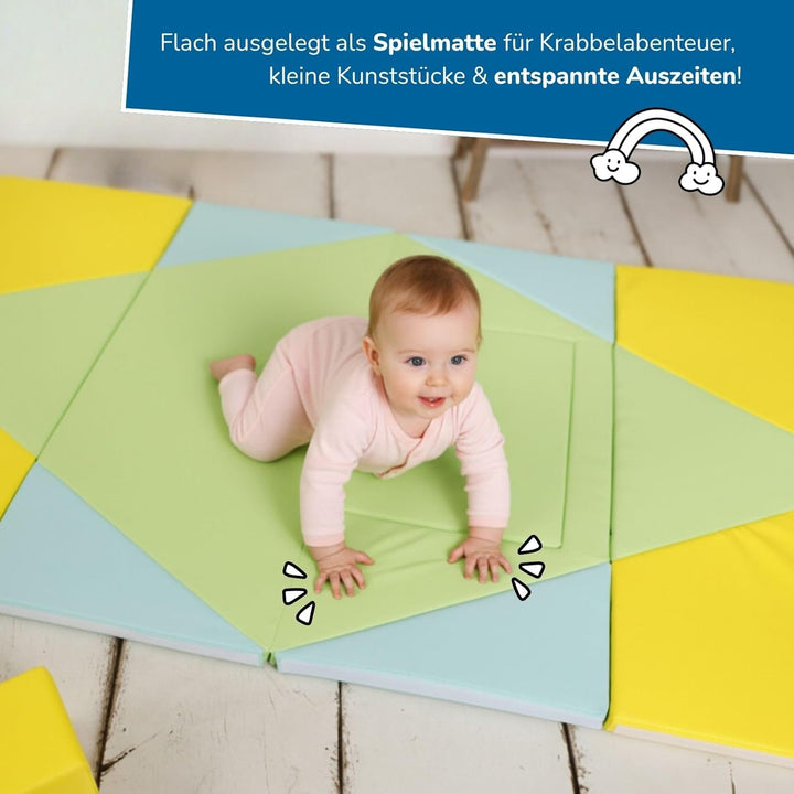 alldoro 60801 Faltbare Spielmatte 3-in-1, Krabbelunterlage, Tipi-Zelt & Spielboot, ab 0 Jahren, 182