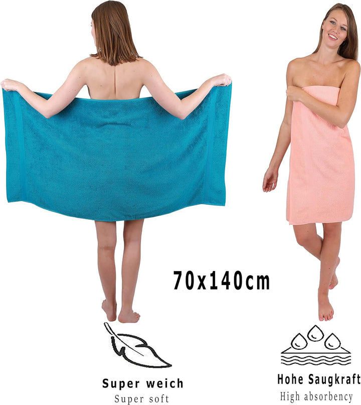Betz Palermo Handtuch-Set – 6er Handtücher-Set - 2X Liegetücher - 4X Handtücher - 50x100 cm - Petrol
