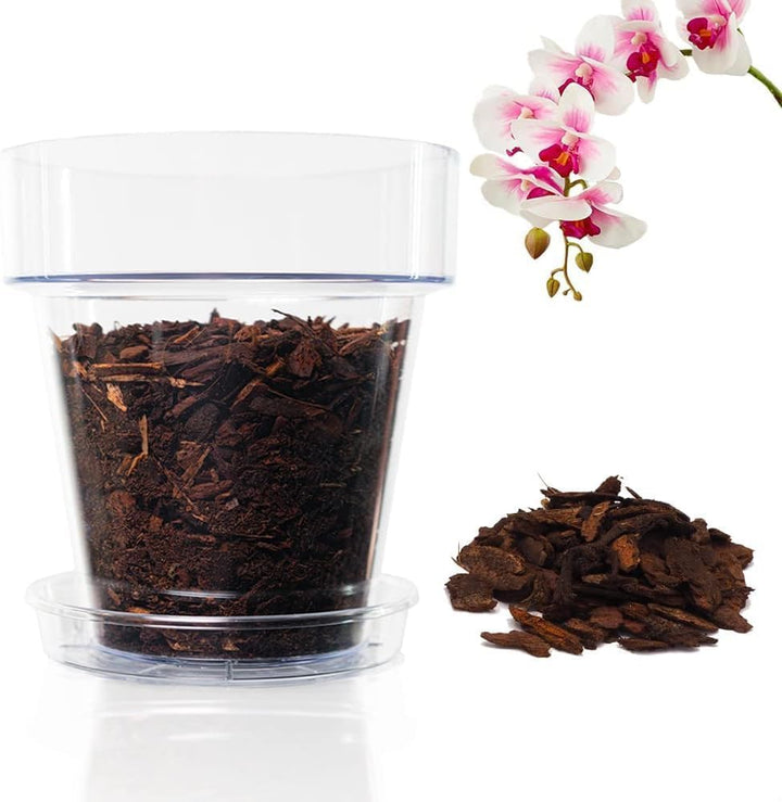 Kalapanta Orchideen-Umtopf 3er-Set: 3 Durchsichtiger Blumentopf mit Drainagelöchern, 3 Untertasse un