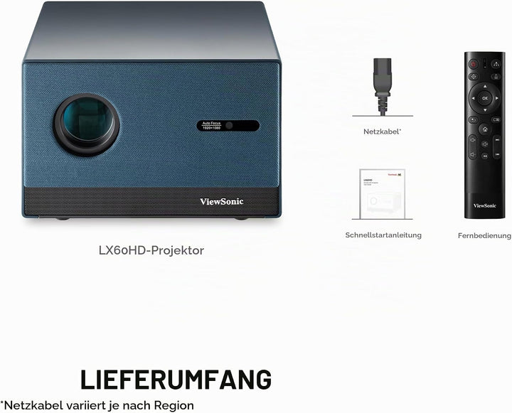 ViewSonic LX60HD Beamer Full HD 1080p mit Google TV, Mini Beamer für Heimkino, 630 ANSI Lumen, Autof