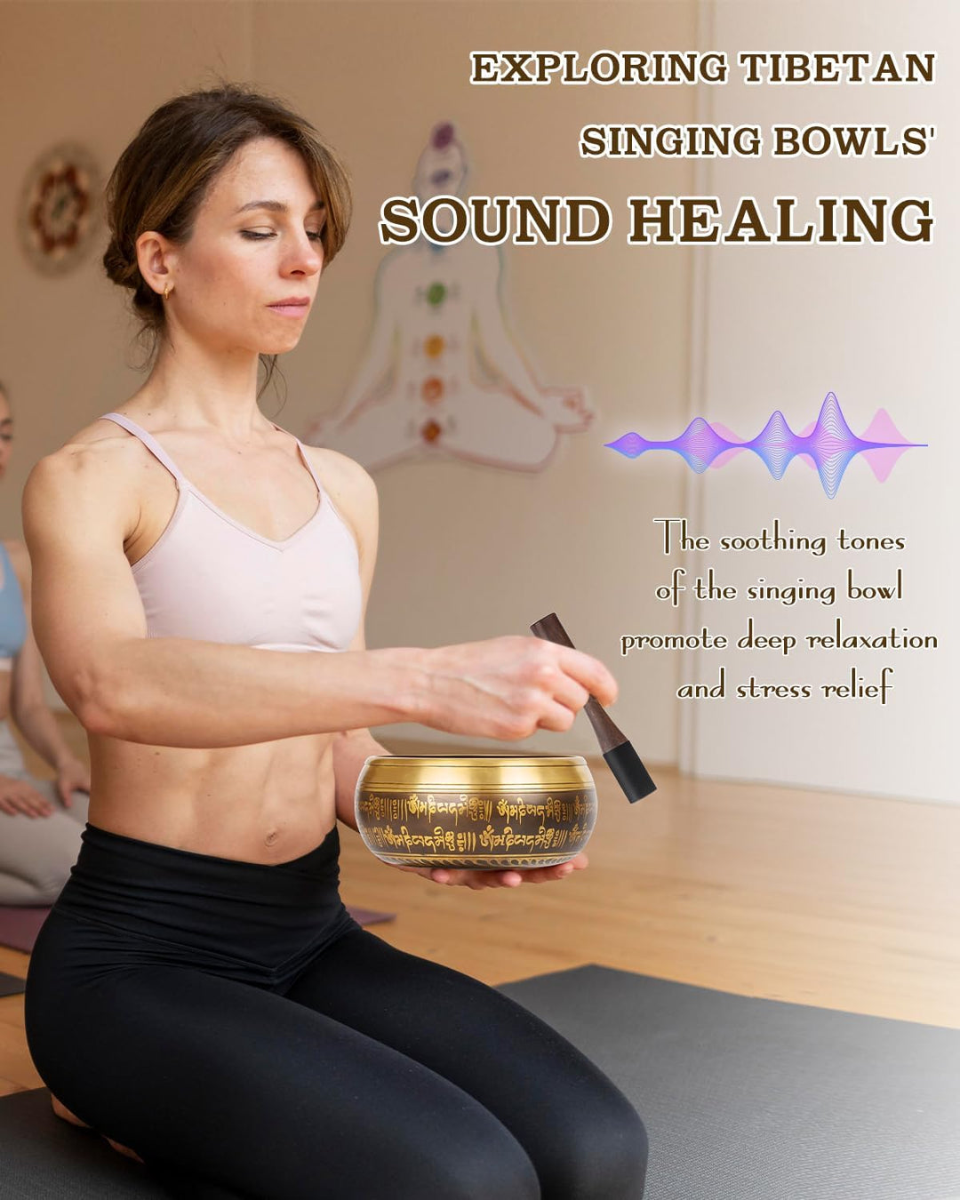 Grosse Tibetische Klangschale, Handgefertigt in Nepal für Yoga, Chakra-Heilung, Stressabbau, Selbstp