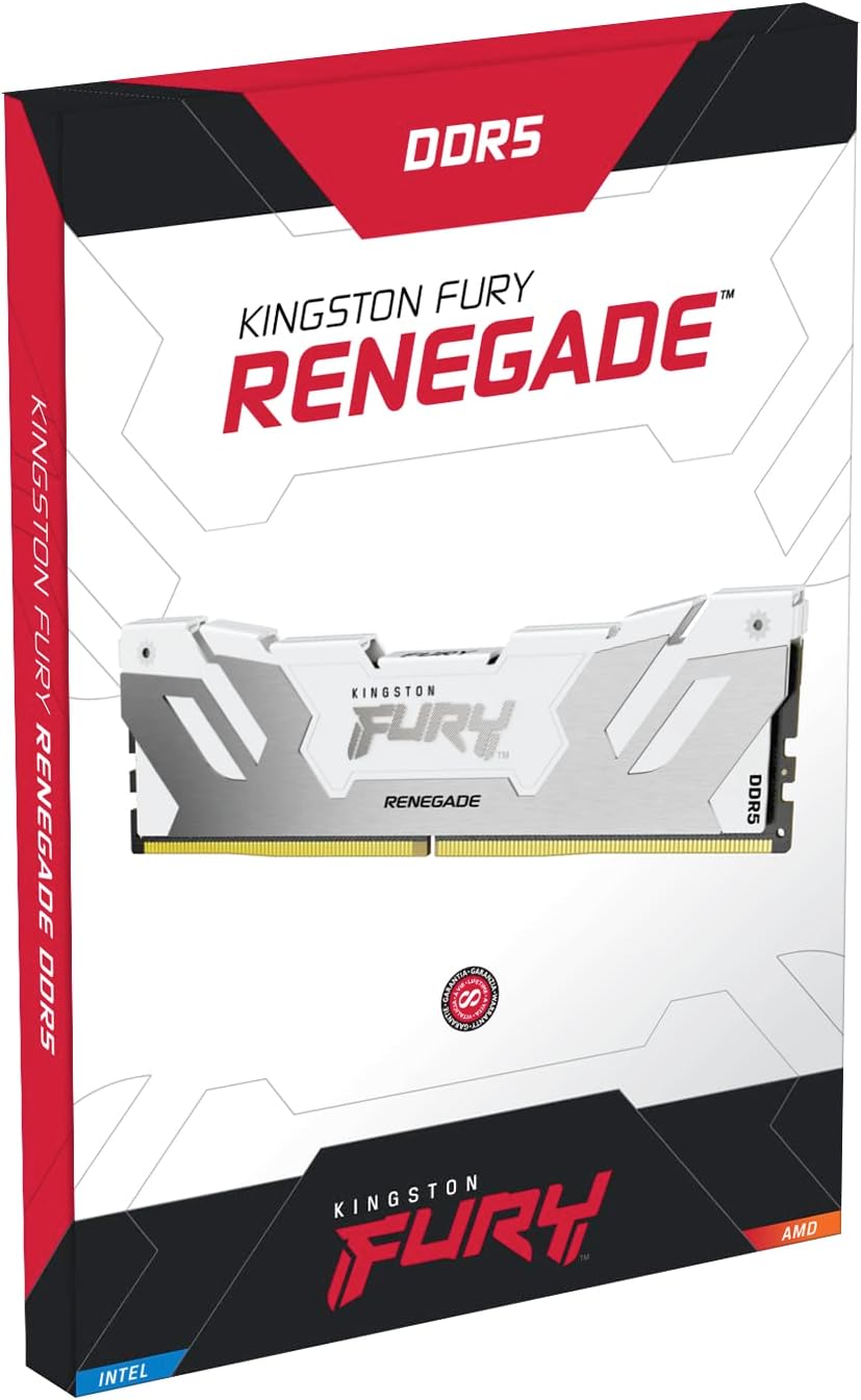 Kingston Fury Renegade Weiss XMP 32GB 6400MT/s DDR5 CL32 DIMM Desktop Gaming Speicher Kit mit 2 - KF