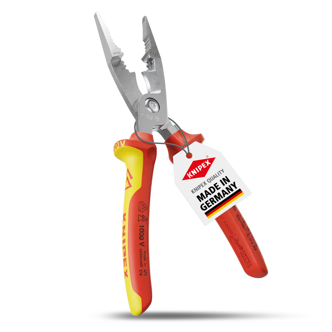 Knipex Elektro-Installationszange verchromt, isoliert mit Mehrkomponenten-Hüllen, VDE-geprüft 200 mm