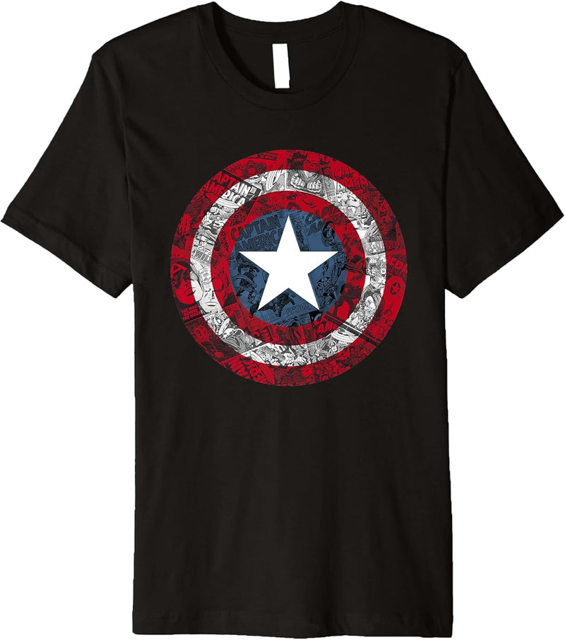 Kids Marvel Captain America Avengers Shield Comic Premium T-Shirt 4 Navy