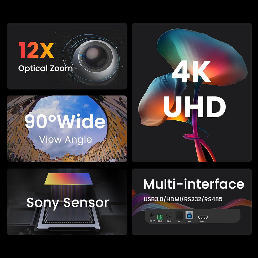 4K PTZ-Kamera 12-Fach Optischer Zoom Konferenzkamera USB3.0 HDMI PTZ Camera Weitwinkel für Kirche Vi