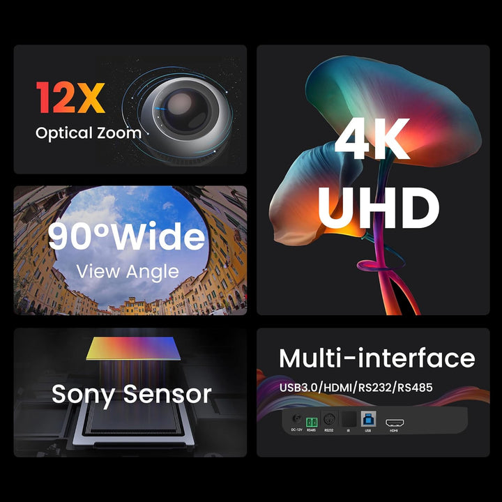 4K PTZ-Kamera 12-Fach Optischer Zoom Konferenzkamera USB3.0 HDMI PTZ Camera Weitwinkel für Kirche Vi