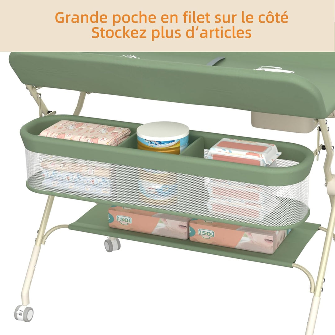 OHMG Wickeltisch,Baby Wickeltisch klappbar,faltbar und tragbar,Mobile Babypflegetisch,Traglast 25 kg