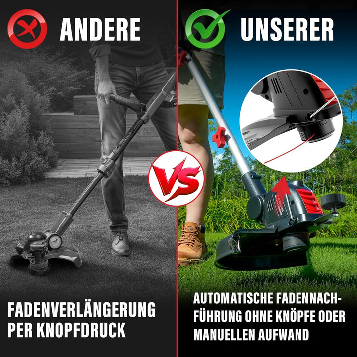 MZK 20V 30 cm Akku-Rasentrimmer & Kantenschneider, batteriebetrieben mit automatischer Fadenführung,