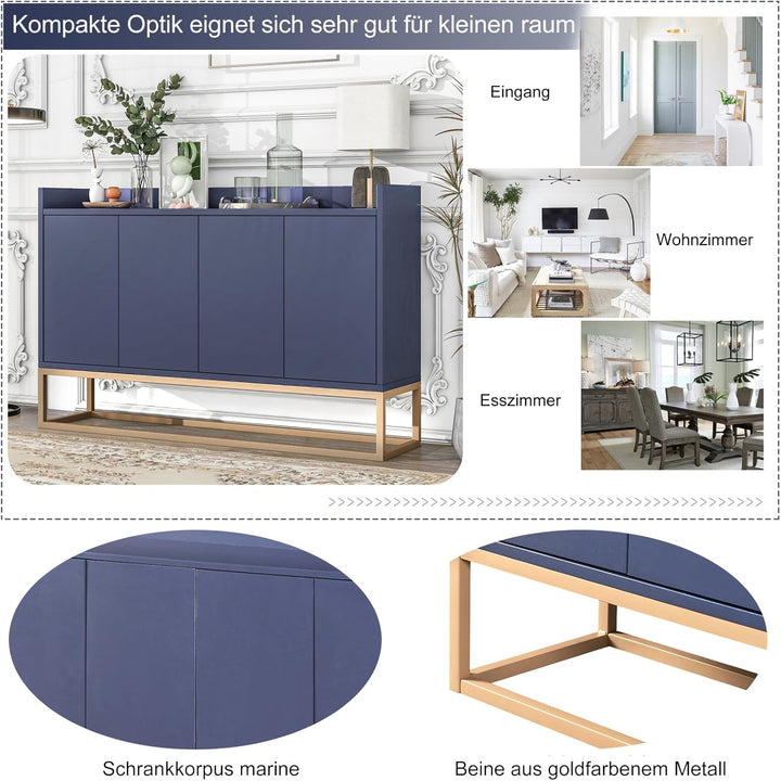 Aufbewahrungsschrank mit Tür, Schrank mit Regal, Buffet, Esszimmer, Wohnzimmer, mit 4 Türen und höhe
