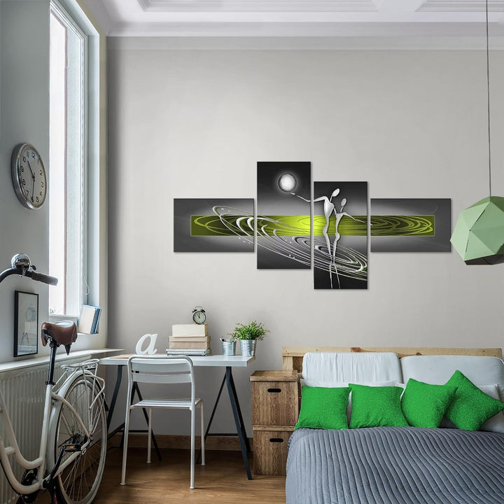 Runa Art Bild XXL 4 Teilig Abstrakt Figuren 200 x 100 cm Kunstdruck auf Vlies Leinwand Wanddeko Wohn