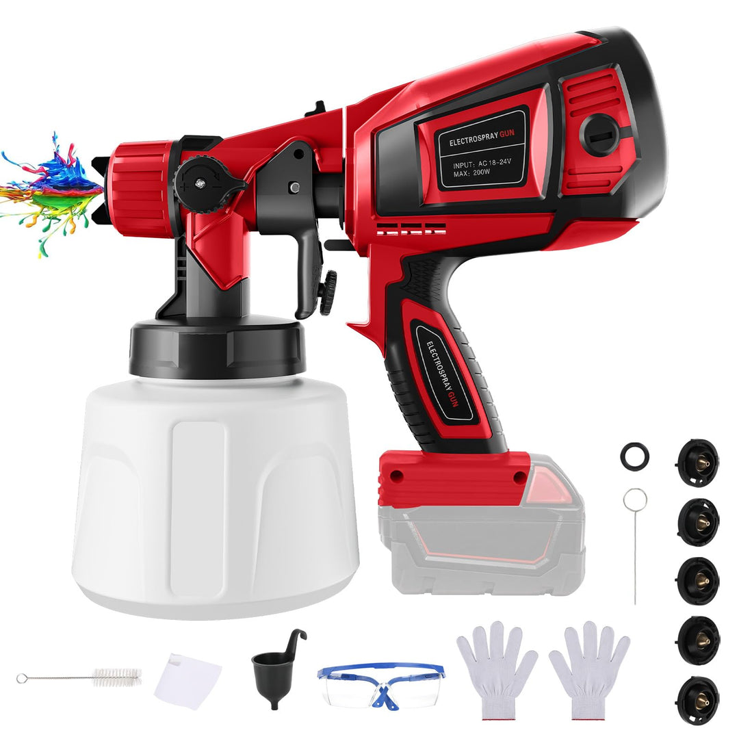 Akku Farbsprühsystem kompatibel mit Milwaukee M18 18V Akku, Akku Farbspritzgerät mit 1000ml Farbbehä