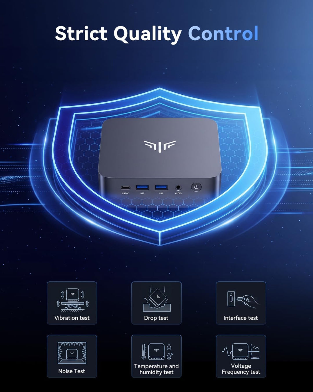 Mini PC Intel Core i5-12450H (bis zu 4,40 GHz), 16 GB (8 GB*2) DDR4 512 GB SSD Mini PC WiFi 6, Mini
