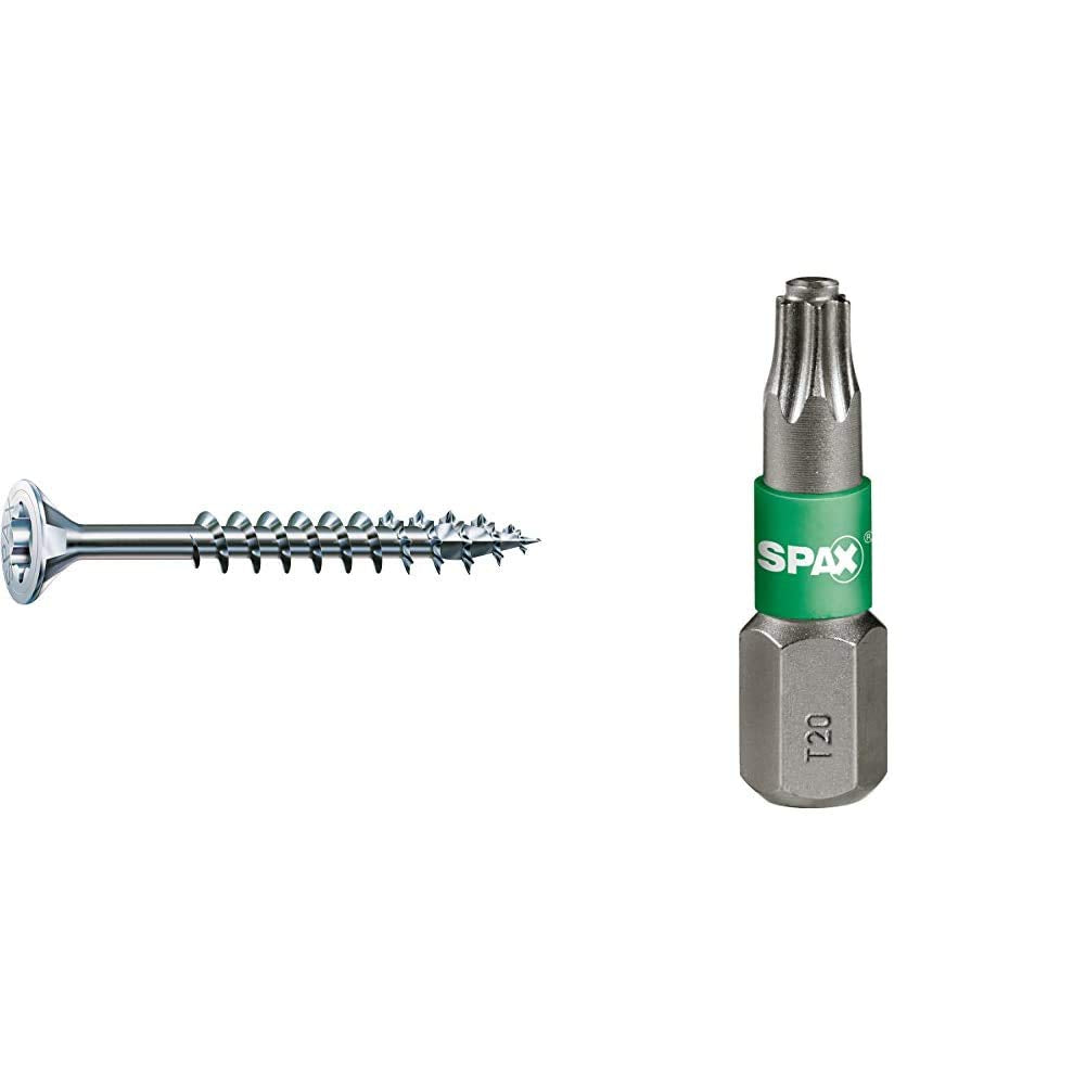SPAX Universalschraube, 5,0 x 80 mm, 200 Stück, T-STAR plus, Senkkopf, Teilgewinde, 4CUT, WIROX A3J,