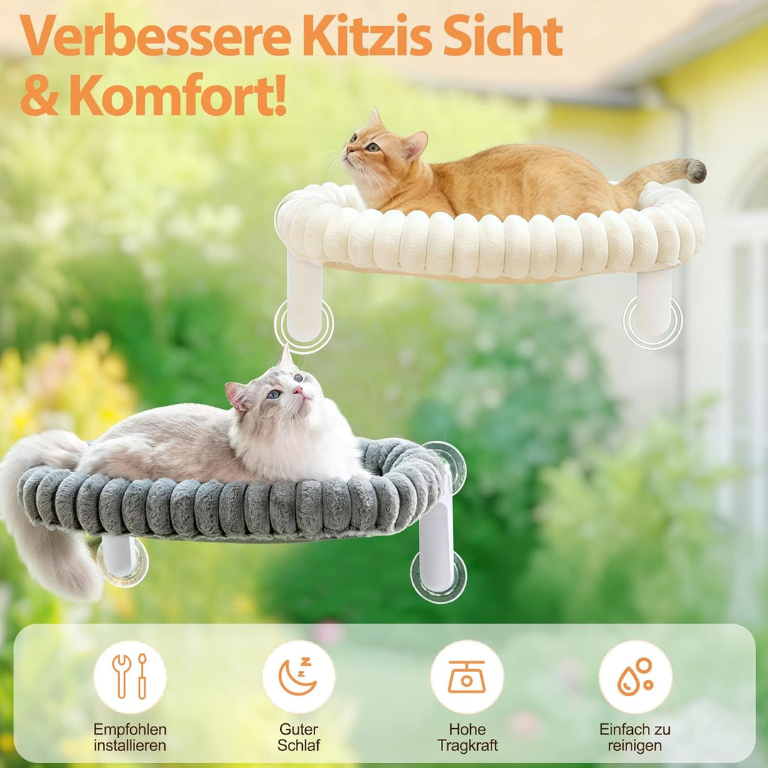 Katzen Fensterliege, Klappbarer Katzenbett Fenster Katzenliege Fensterbank Hängematte mit 4 Saugnäpf
