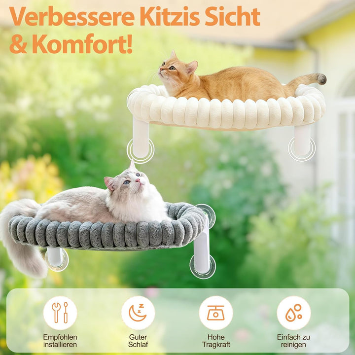Katzen Fensterliege, Klappbarer Katzenbett Fenster Katzenliege Fensterbank Hängematte mit 4 Saugnäpf