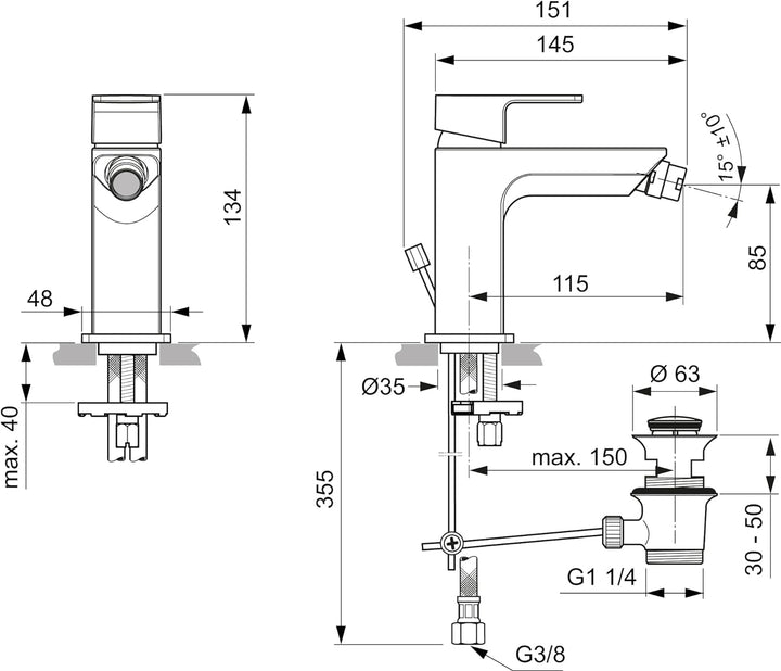 Ideal Standard A7118AA Edge Bidetarmatur