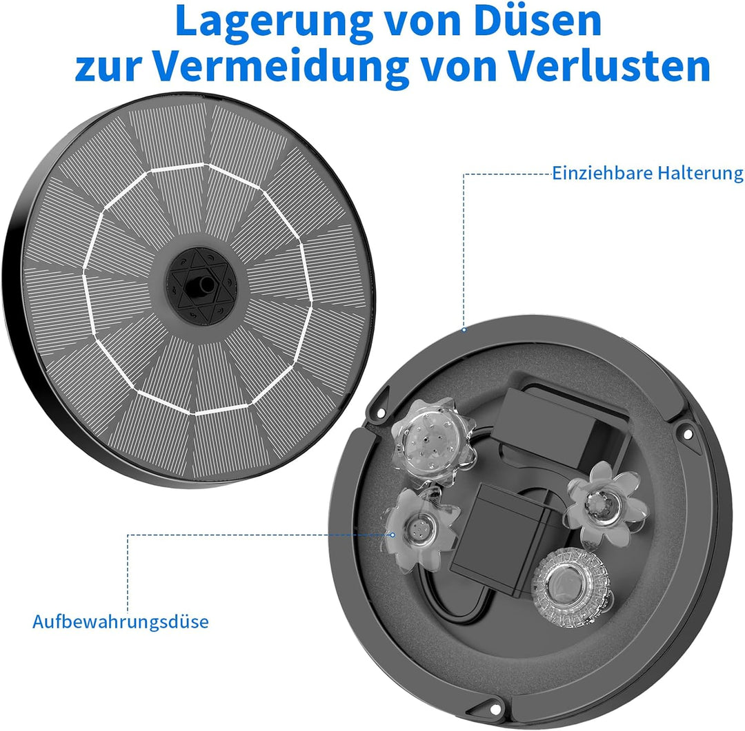 AISITIN 2PCS Solar Springbrunnen für Aussen mit Düsenaufbewahrung, 3,5W Solarbrunnen für Draussen mi