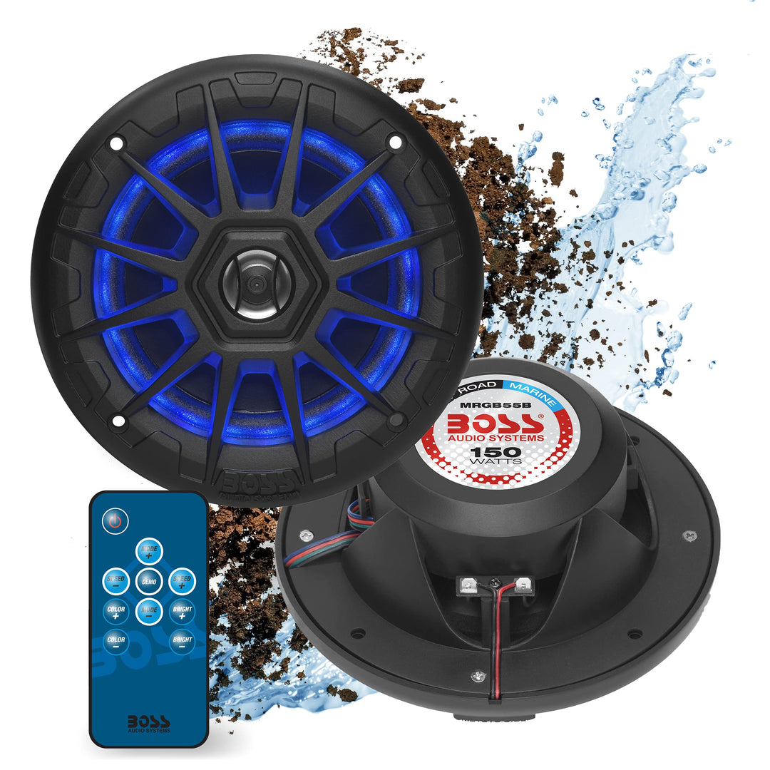BOSS Audio Systems MRGB55B Bootslautsprecher, 13,3 cm (5,25 Zoll), wetterfest, 150 Watt pro Paar, je