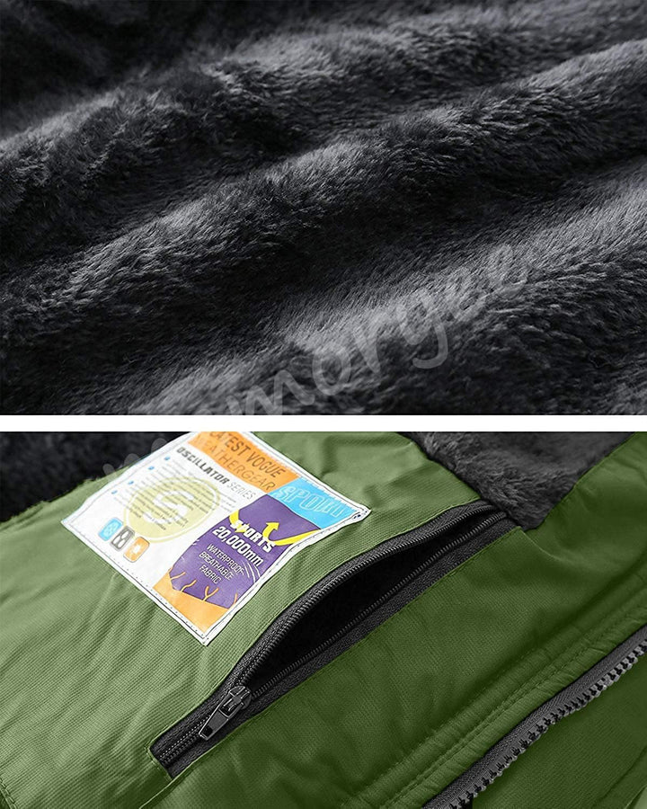 Memoryee Herren Ski Jacke Warmer Gefüttert Winter Fleece Mantel Wasserdichter mit Abnehmbarer Kapuze