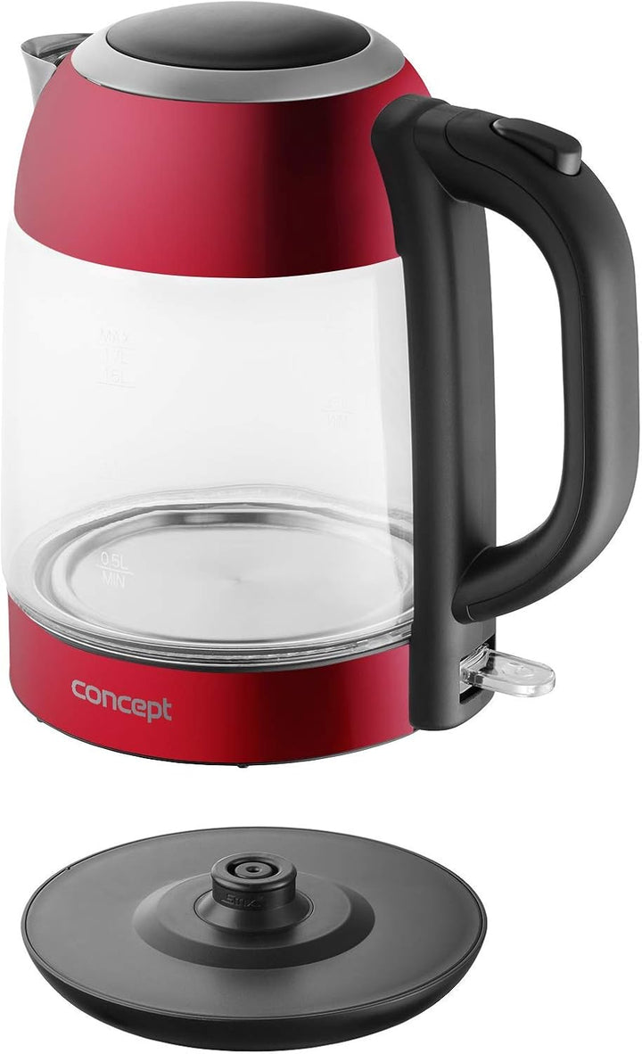 CONCEPT Hausgeräte Glas wasserkocher mit 1,7 L Fassungsvermögen, mit Filter