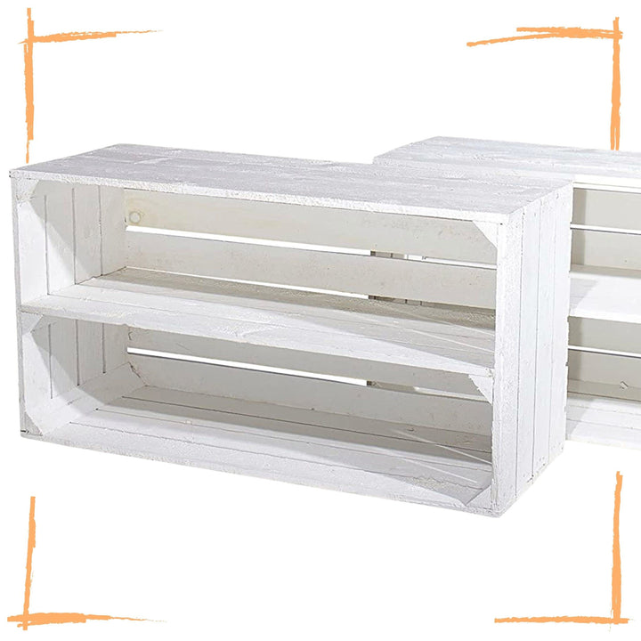 XXL weisse Shabby Chic Holzkiste für Schuhregale (2er Set)