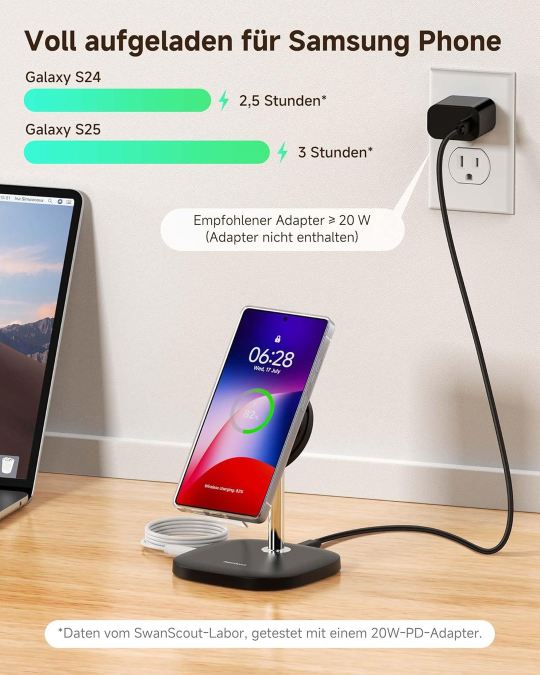 SwanScout Magnetisches Induktive Ladegerät für Samsung Galaxy S26 Ultra/S26/S25/S24/S23/S22/Z Fold/Z