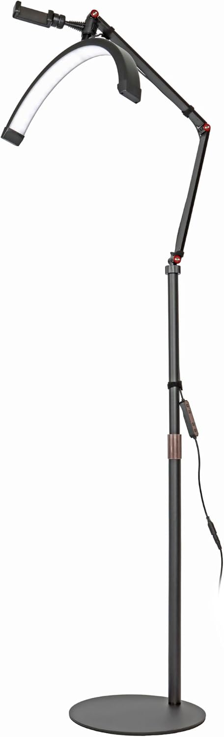 Halbmond-Bodenfülllicht 20W LED Beauty Licht dimmbar 360° drehbar Telefonhalter Stativ HD-M2X Black