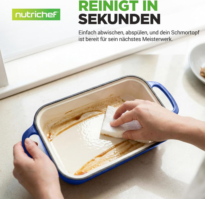 NutriChef Gusseisen Topf - Brotbackform mit Deckel - 22,9 cm Kastenform für Sauerteigbrot, emaillier