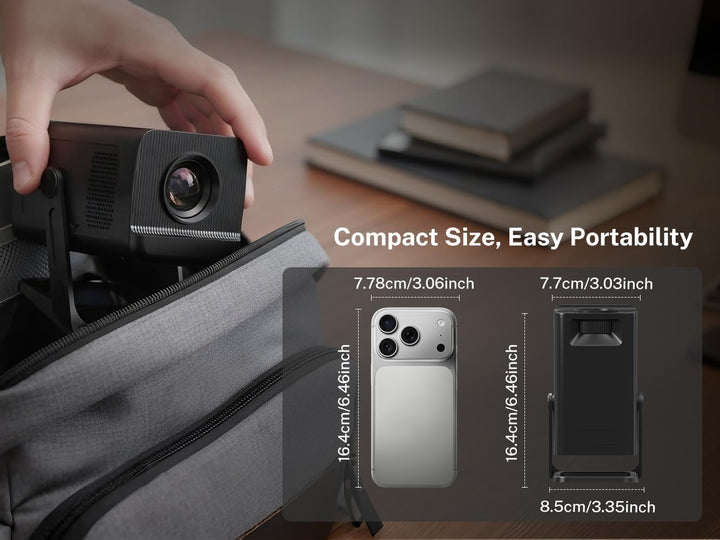 4K 1080P unterstützt Mini Beamer mit Android 11 OS Klein Projektor mit WiFi 6 Bluetooth 5.4, 270° Dr