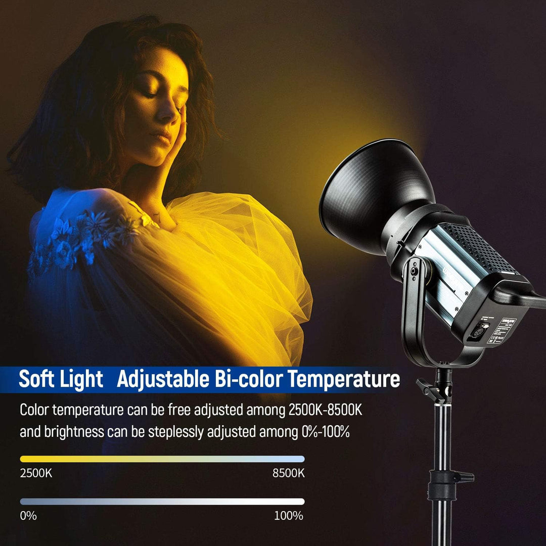 Weeylite 150W LED Videoleuchte 2500K-8500K dimmbare Bi-Farbe, Strobe Studioleuchte mit Fernbedienung