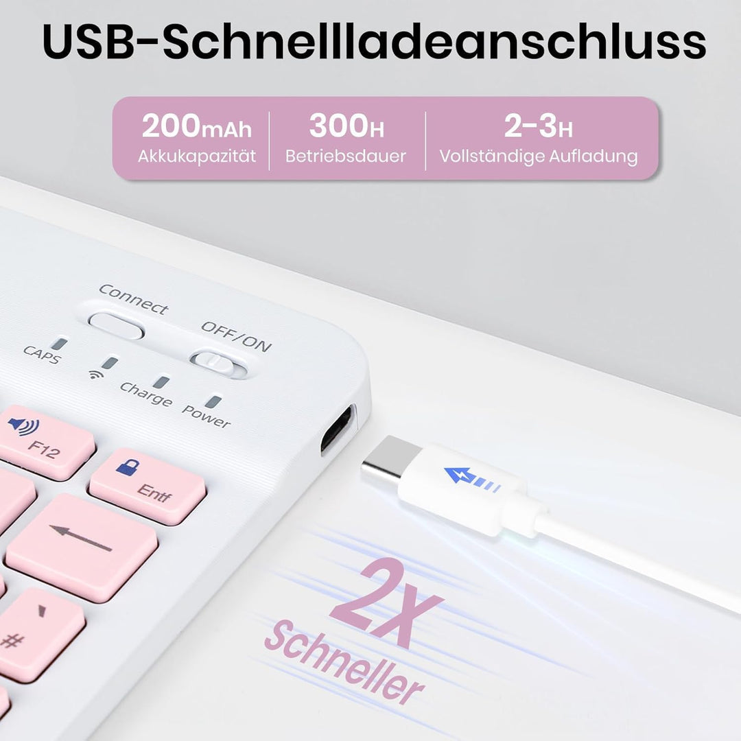 Tastatur hülle für Xiaomi Redmi Pad 2 11" 2025 &amp; Redmi Pad SE (Rosa) | Abnehmbare drahtlose Bluetoot