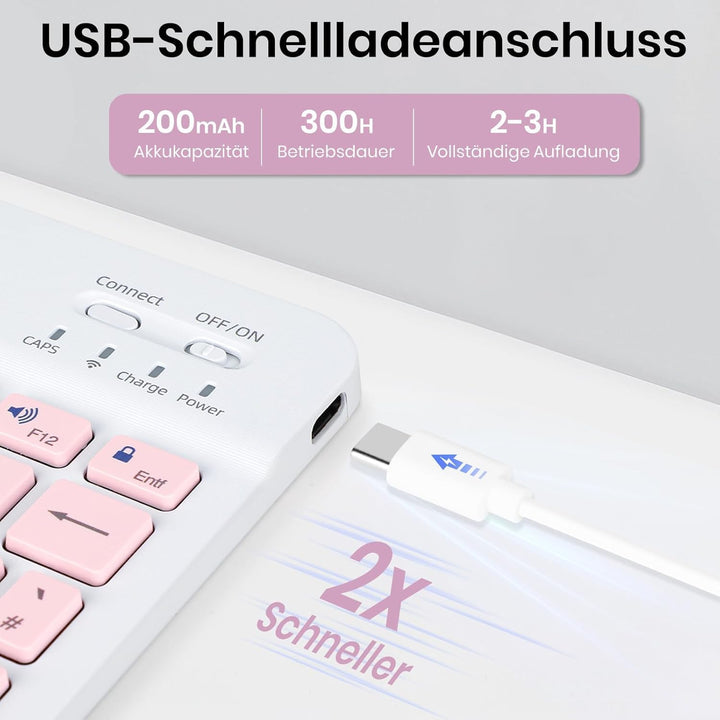 Tastatur hülle für Xiaomi Redmi Pad 2 11" 2025 &amp; Redmi Pad SE (Rosa) | Abnehmbare drahtlose Bluetoot