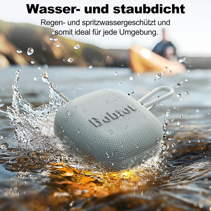 Bobtot Tragbarer Bluetooth Lautsprecher, IPX7 Wasserdicht, Kleiner Kabelloser Duschlautsprecher, 16